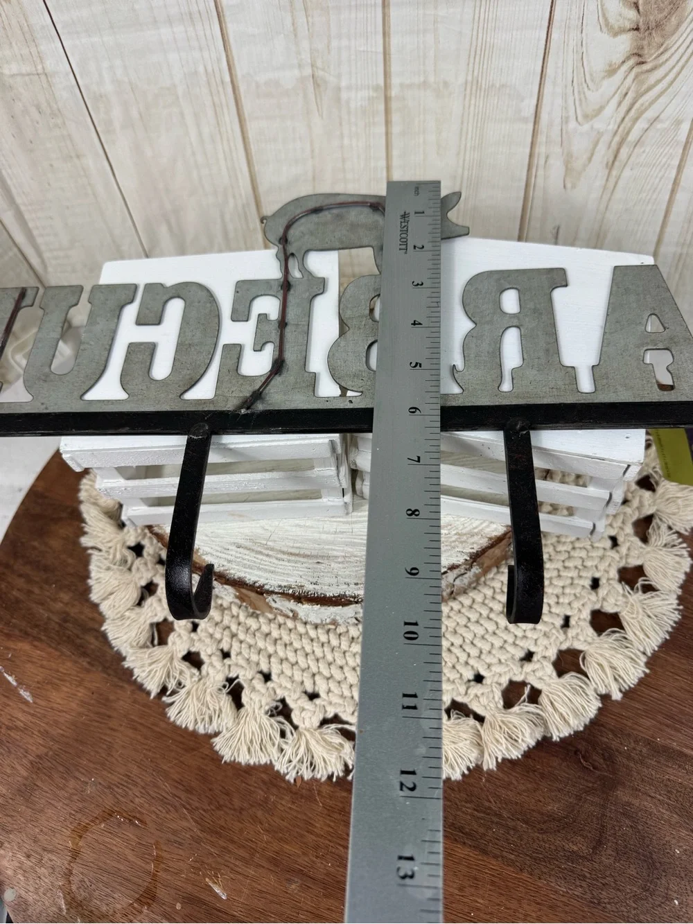 BARBECUE Metal Wall Hook Rack in Gray